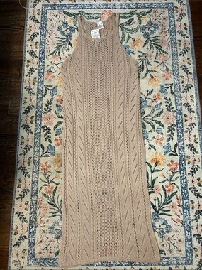 Sleeveless Knit Swim Coverup Dress in Beige